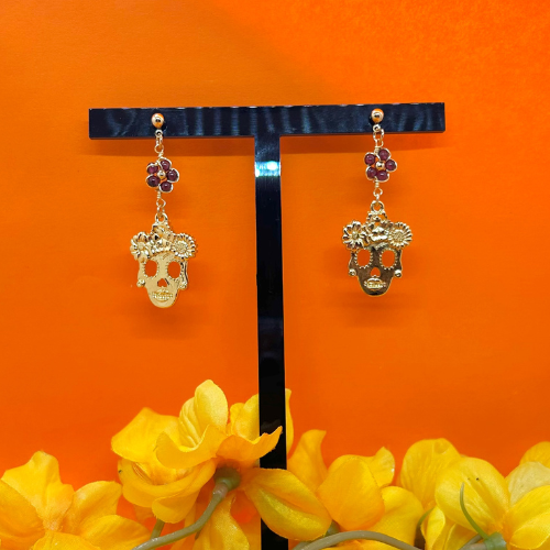 Aretes Catrina Folklore con Granate