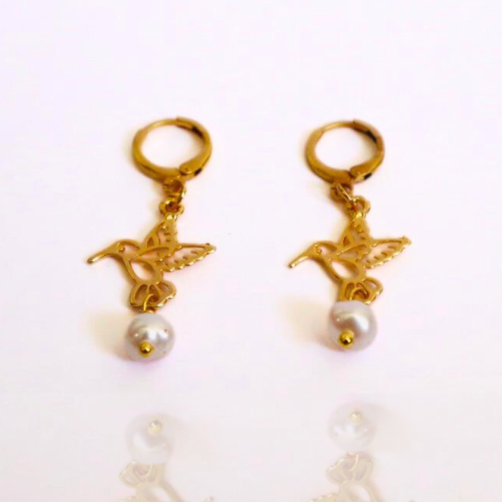 Aretes Cielo Colibri con perla