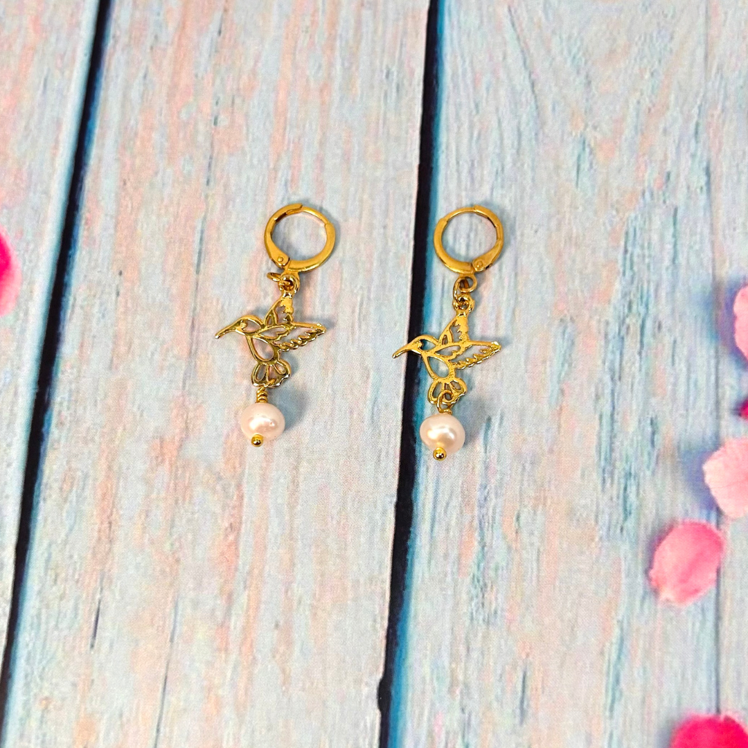 Aretes Cielo Colibri con perla